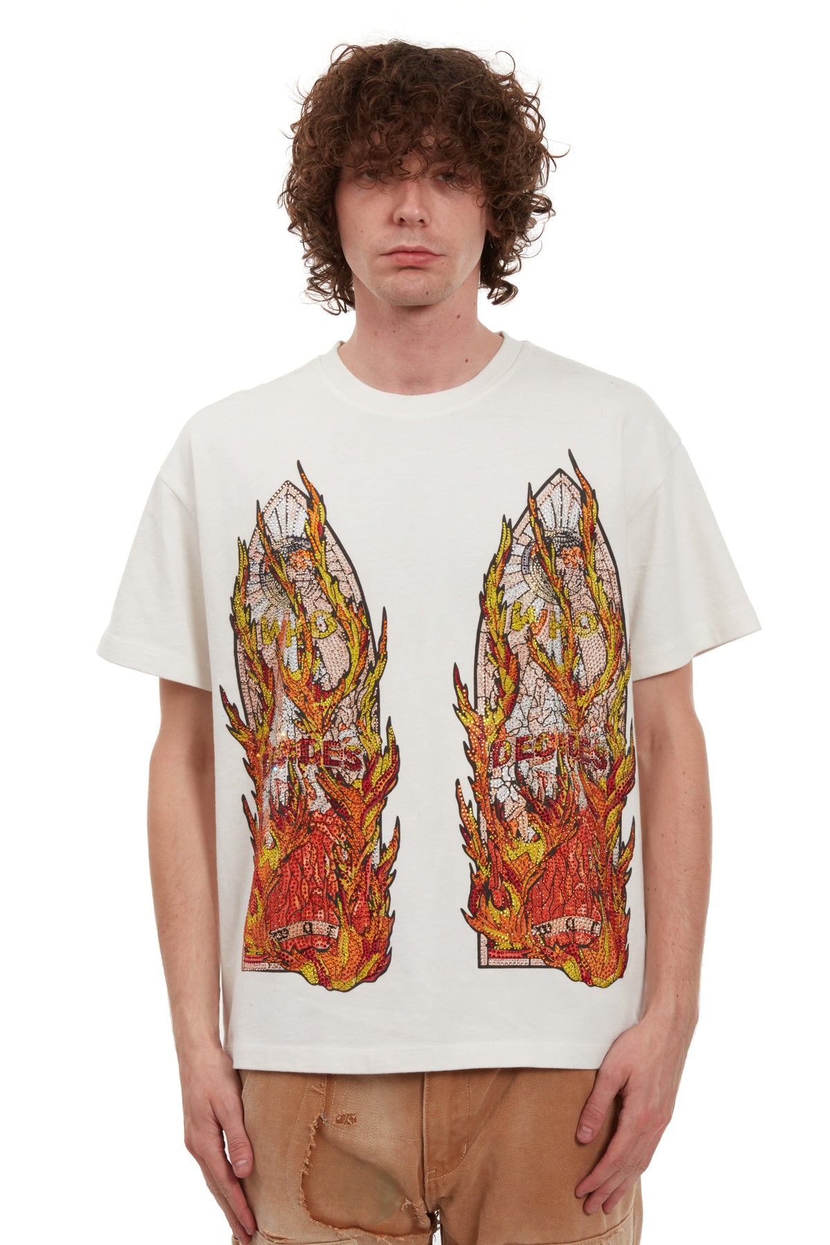 WHO DECIDES WAR RHINESTONE FLAME GLASS JERSEY — vista 3
