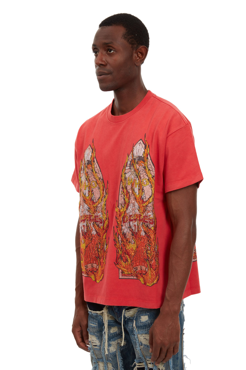 WHO DECIDES WAR RHINESTONE FLAME GLASS JERSEY — vista 4