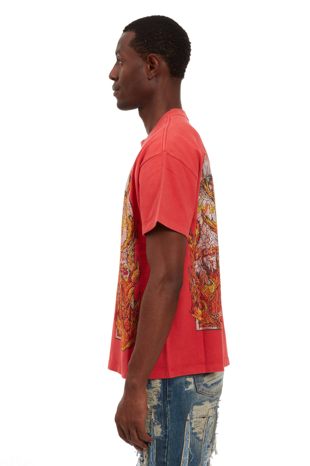 WHO DECIDES WAR RHINESTONE FLAME GLASS JERSEY — vista 5