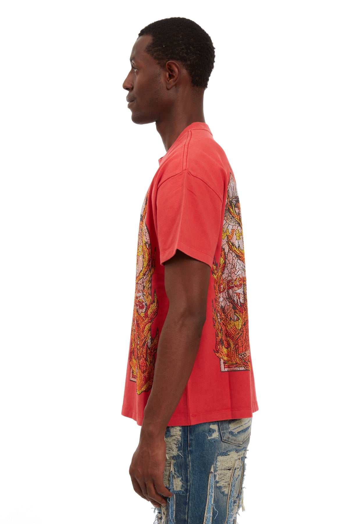 WHO DECIDES WAR RHINESTONE FLAME GLASS JERSEY — vista 5