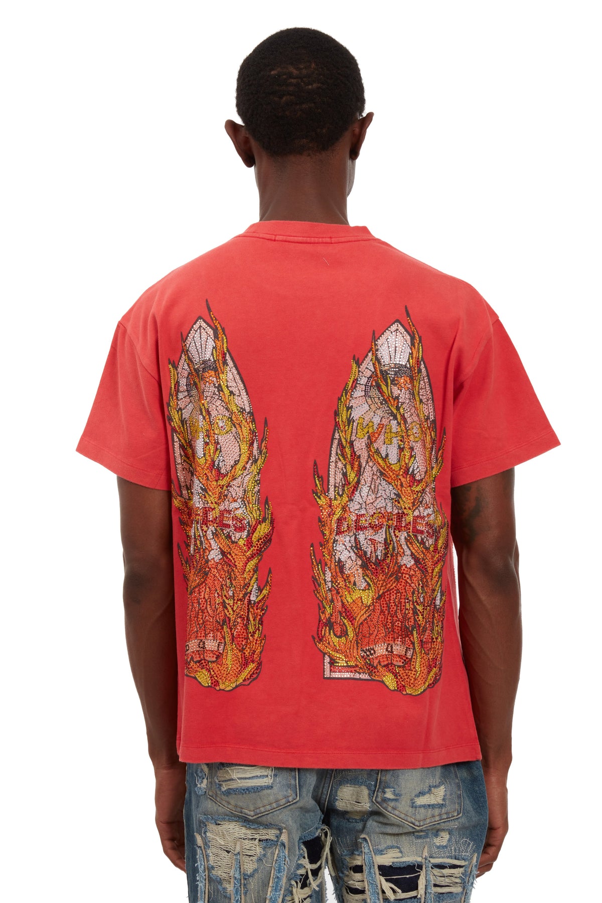 WHO DECIDES WAR RHINESTONE FLAME GLASS JERSEY — vista 6