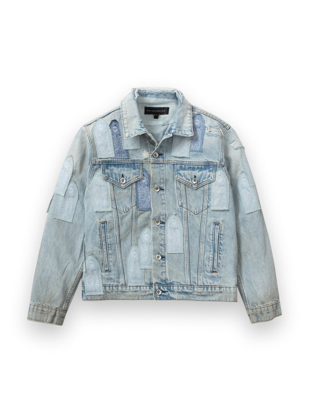 WHO DECIDES WAR PATCHED ARCH DENIM JACKET