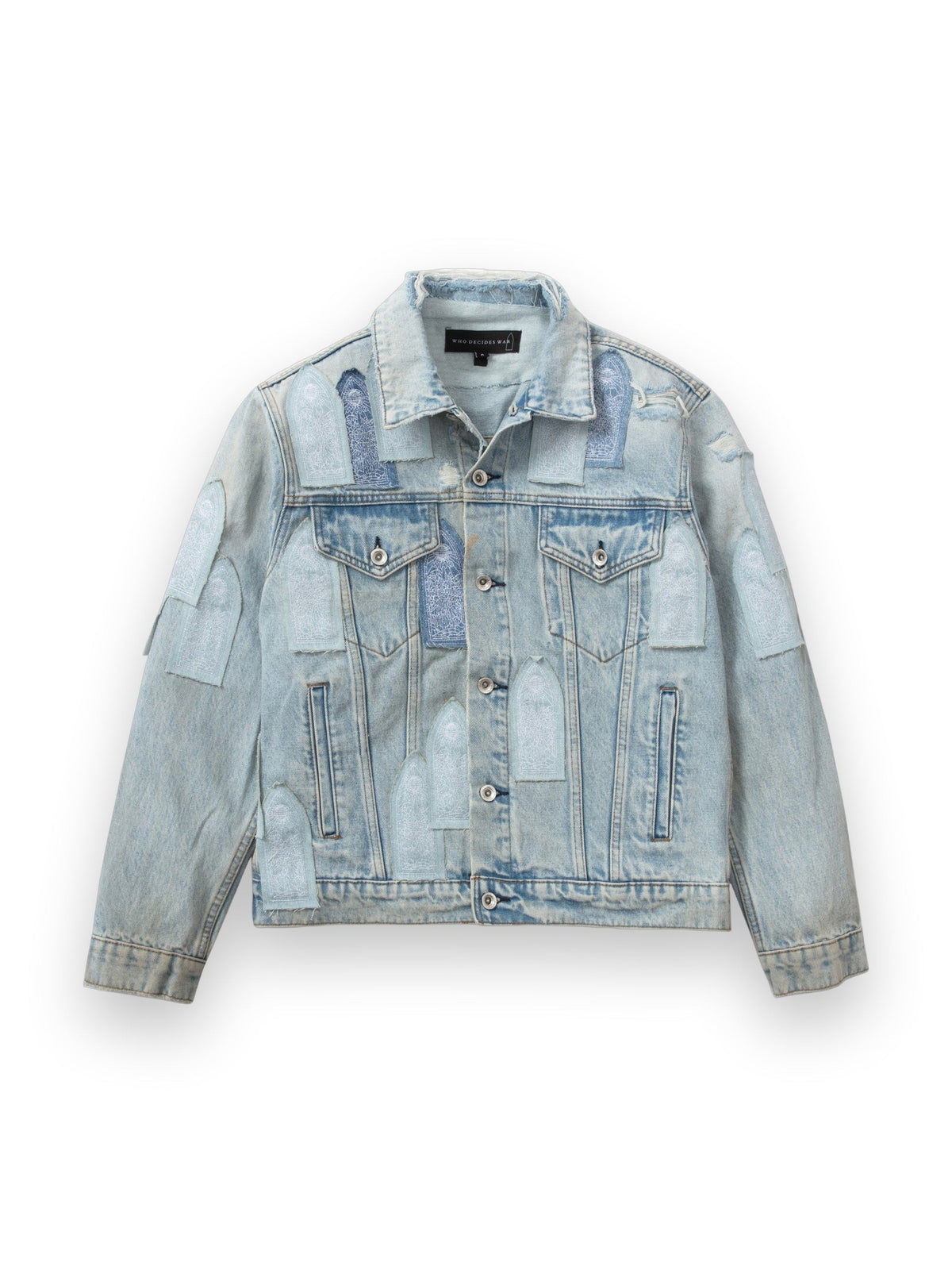 WHO DECIDES WAR PATCHED ARCH DENIM JACKET