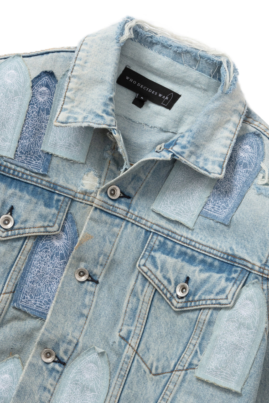 WHO DECIDES WAR PATCHED ARCH DENIM JACKET — vista 2