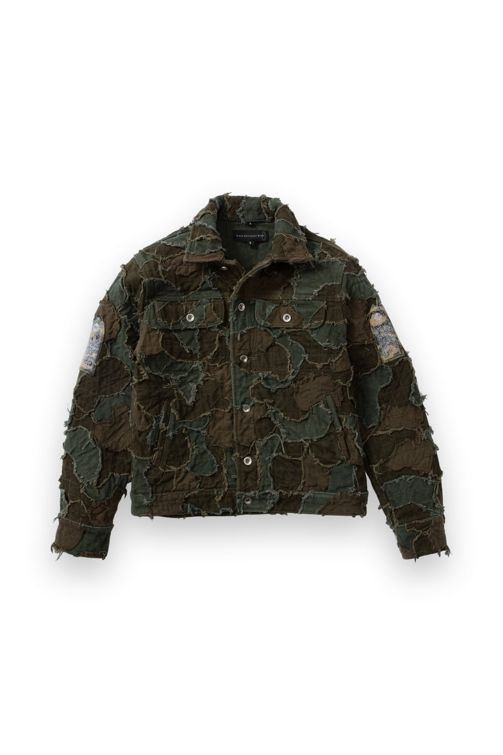 WHO DECIDES WAR FIELD CAMO TRUCKER JACKET