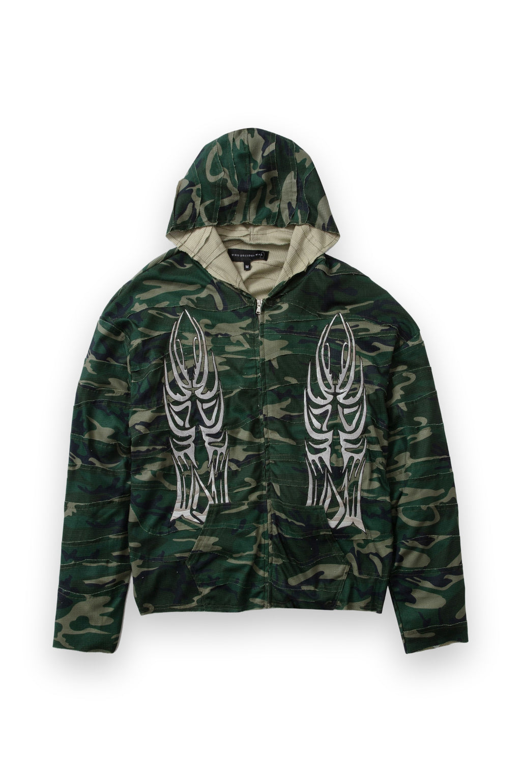 WHO DECIDES WAR WINGED WAVELENGTH CAMO ZIP UP HOODIE