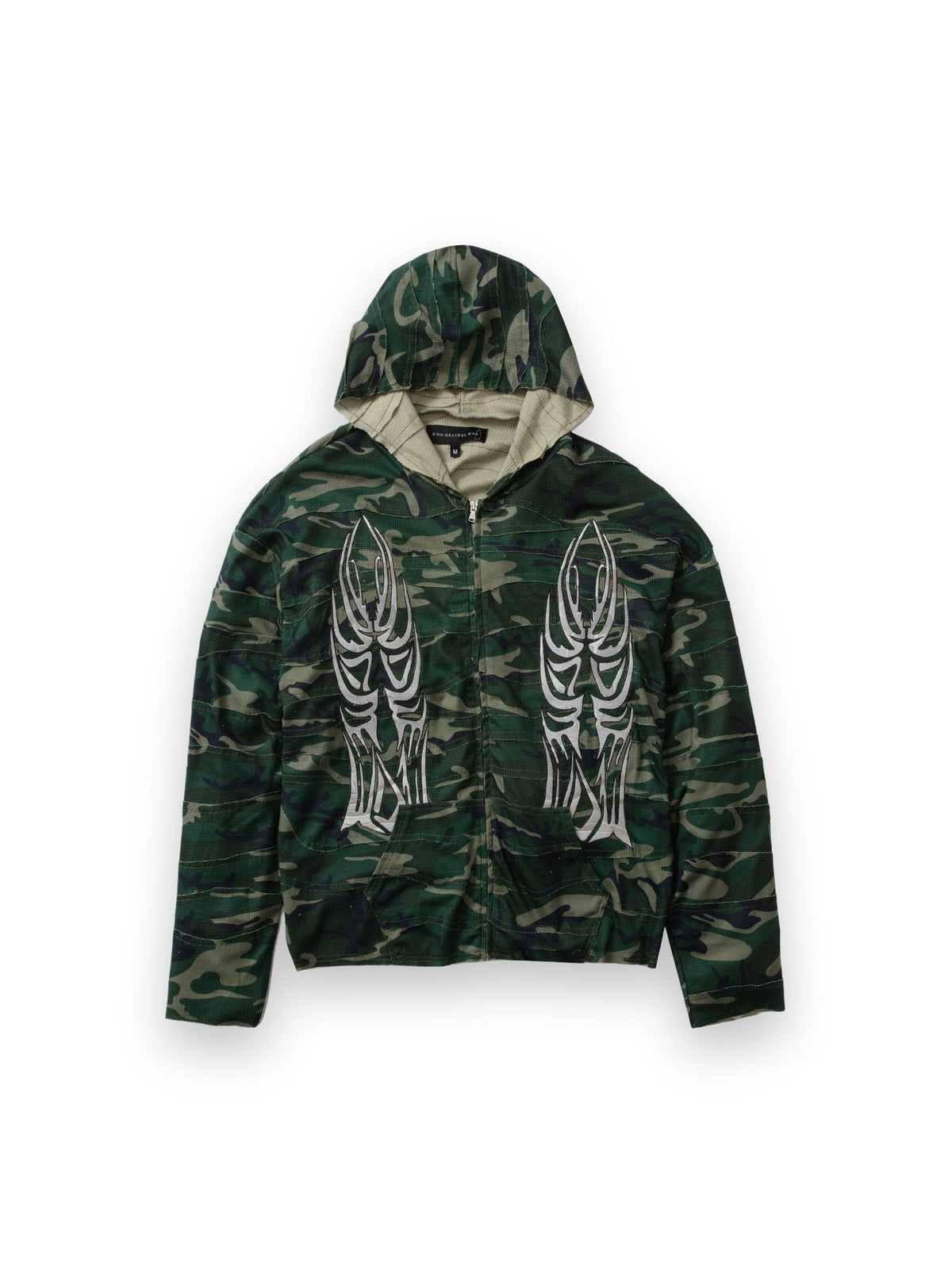 WHO DECIDES WAR WINGED WAVELENGTH CAMO ZIP UP HOODIE