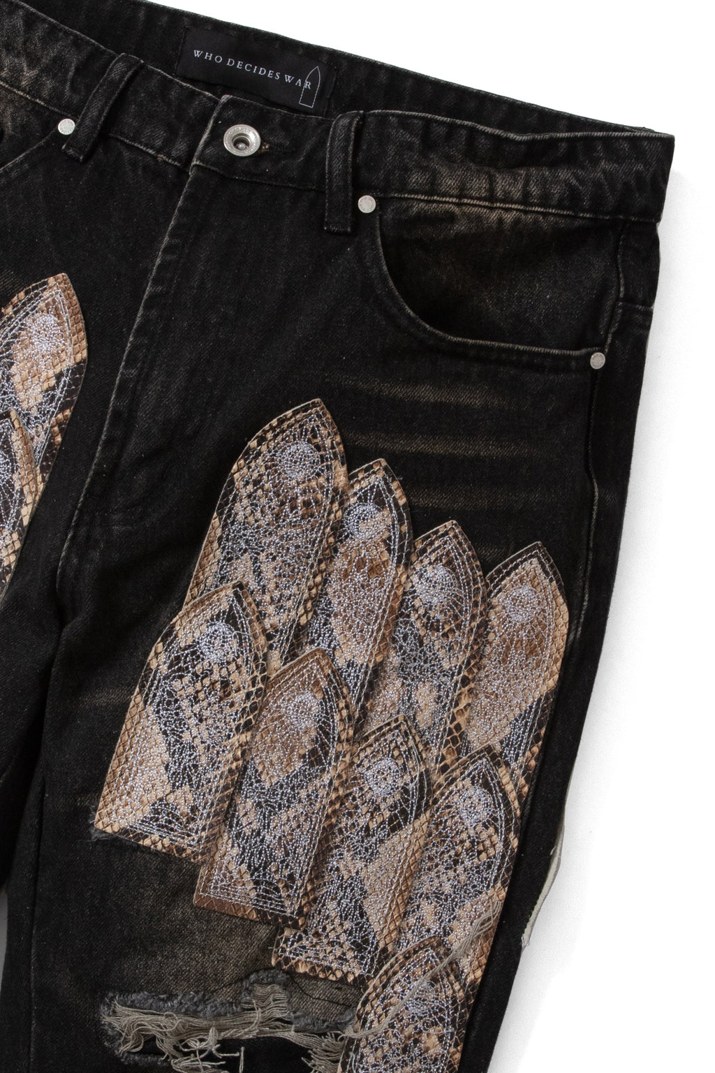 WHO DECIDES WAR PATCHED ARCH MOCHA DENIM — vista 2