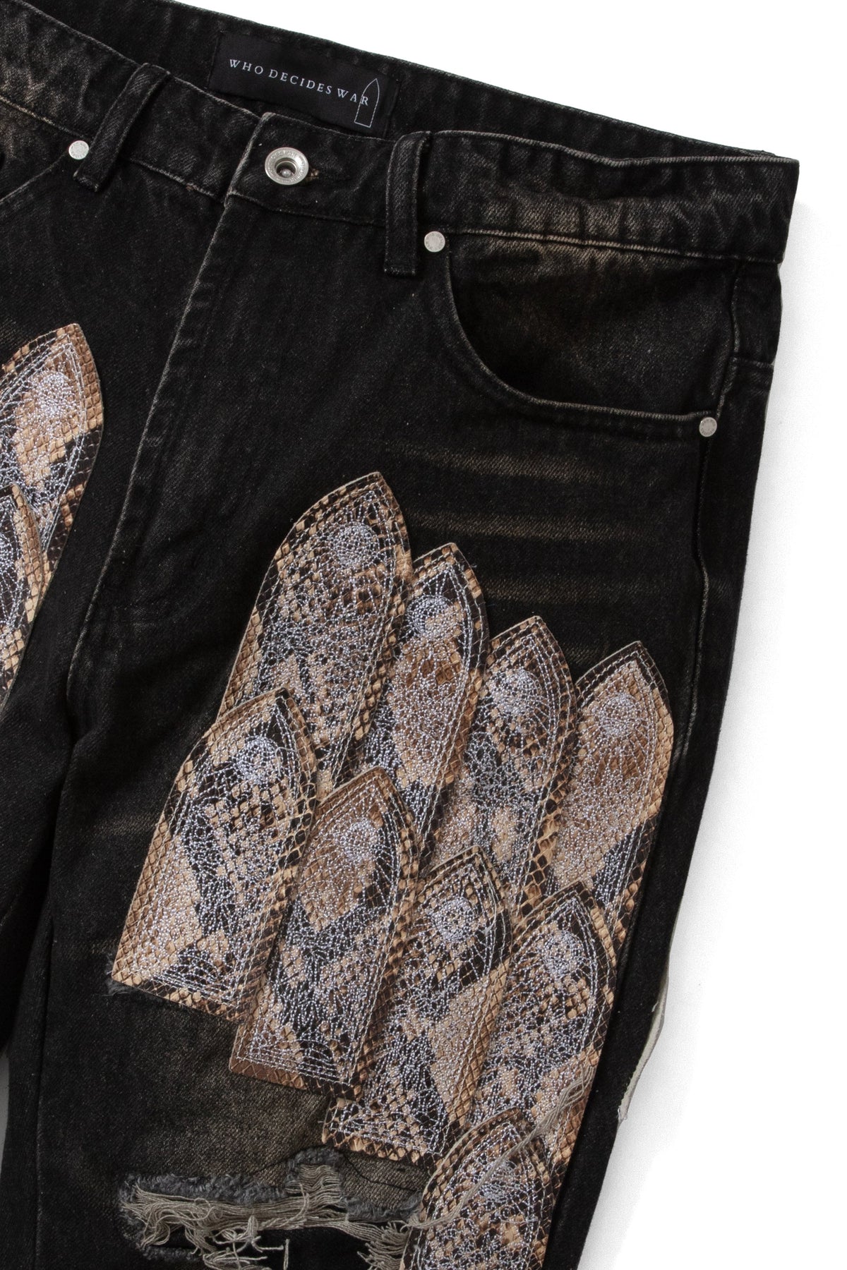 WHO DECIDES WAR PATCHED ARCH MOCHA DENIM — vista 2