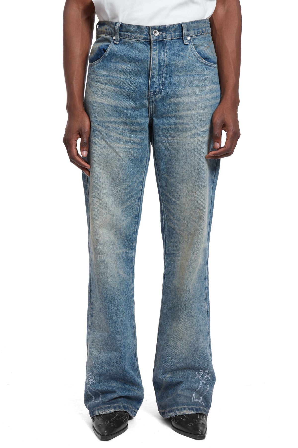 WHO DECIDES WAR DEMI FLARE FIT MEDIAN WASH WITH EMBROIDERY — vista 3