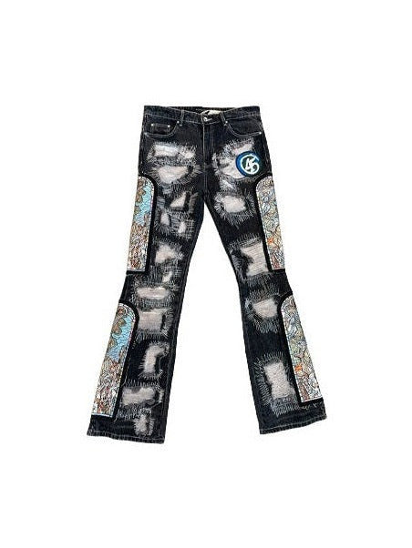 WHO DECIDES WAR "45 PATCH" BLACK DISTRESSED DENIM WHO DECIDES WAR The Hype Company