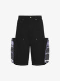 WHO DECIDES WAR EMBROIDERED CARPENTER CARGO BLACK DENIM SHORT WHO DECIDES WAR The Hype Company