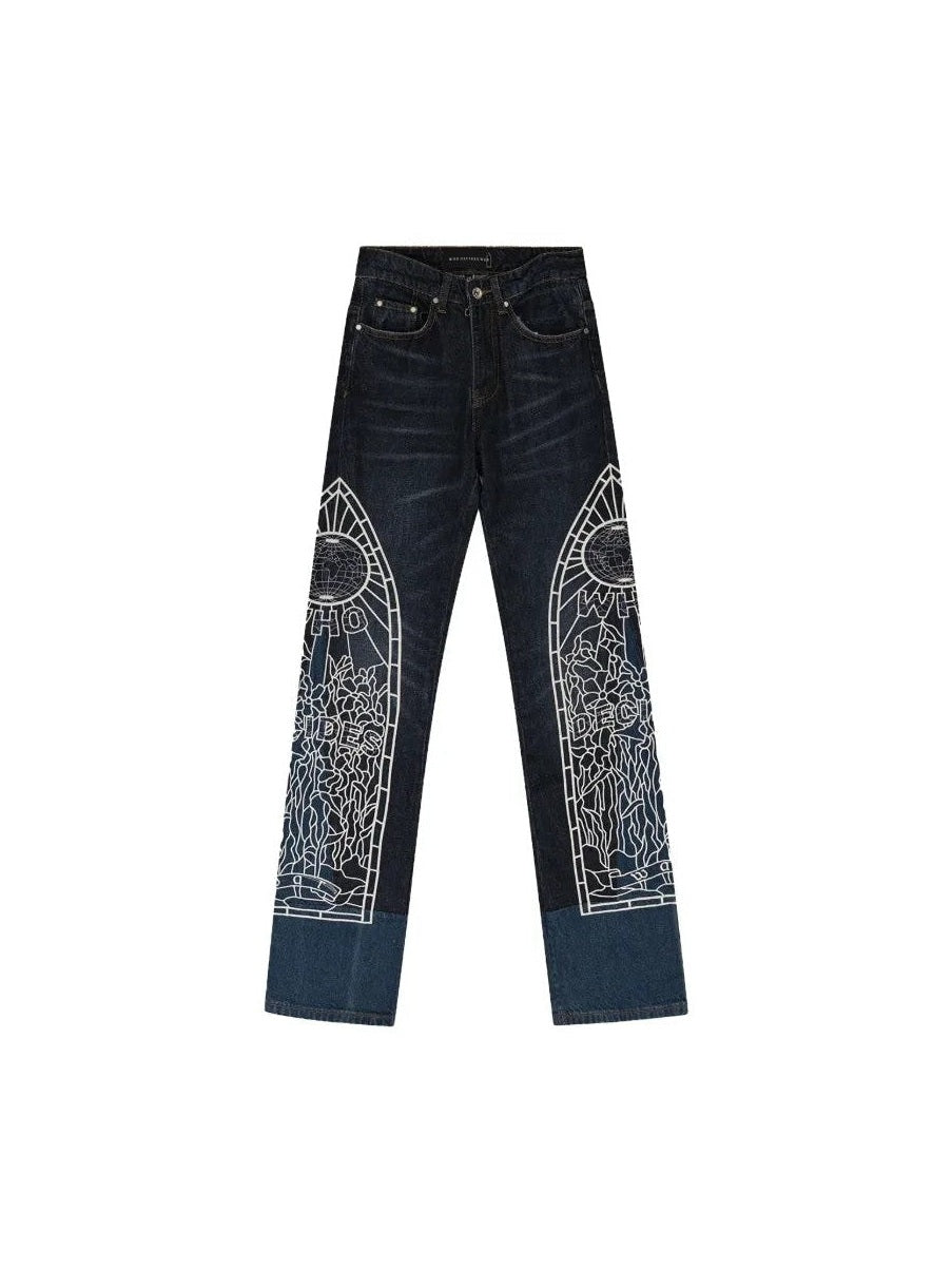 WHO DECIDES WAR EMBROIDERED JEANS BLUE