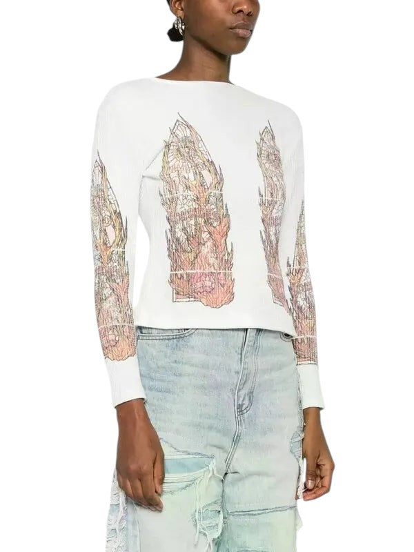 WHO DECIDES WAR FADED GLASS THERMAL LONG SLEEVE WHITE