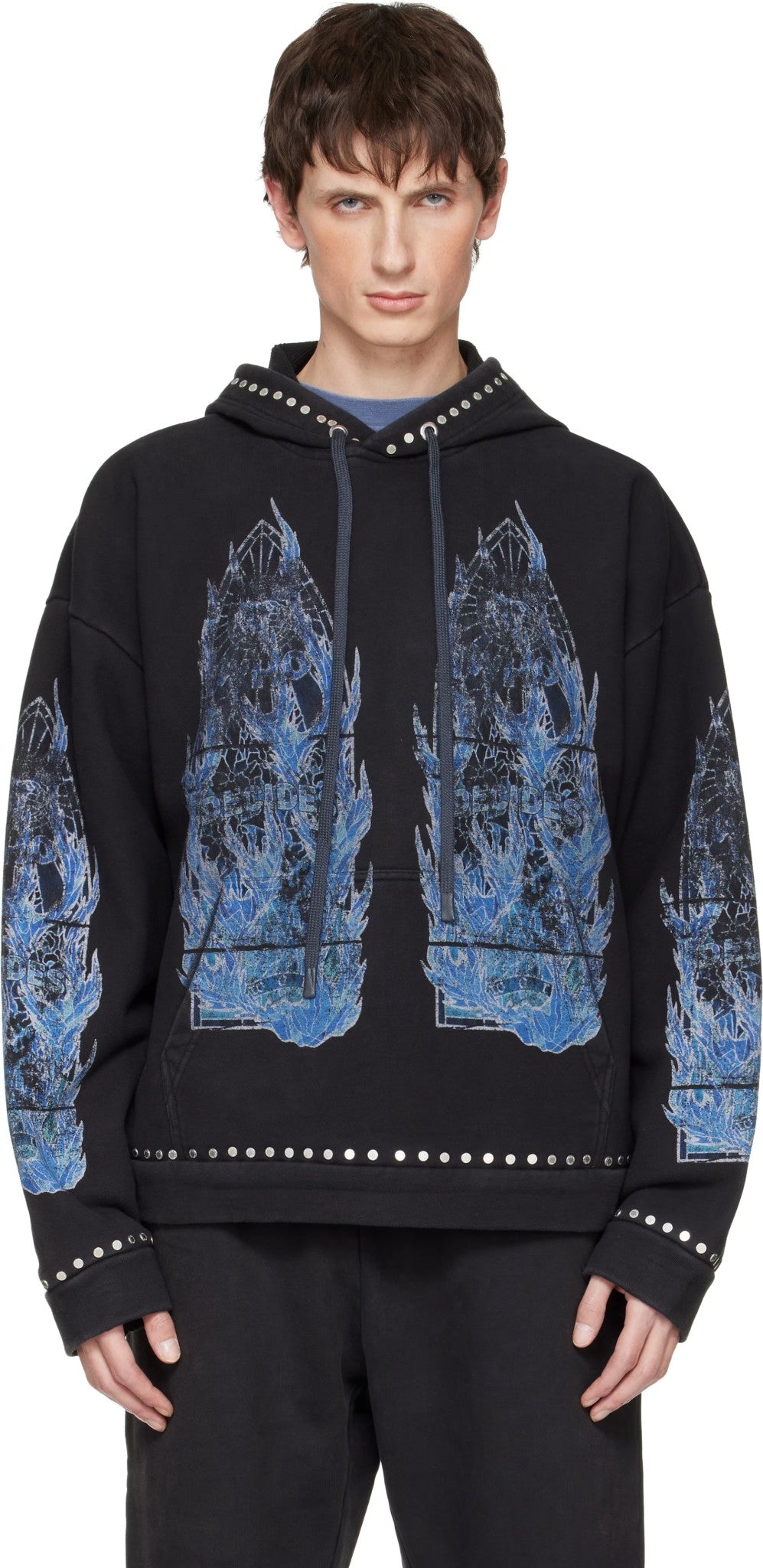 WHO DECIDES WAR FLAME GLASS HOODIE BLACK