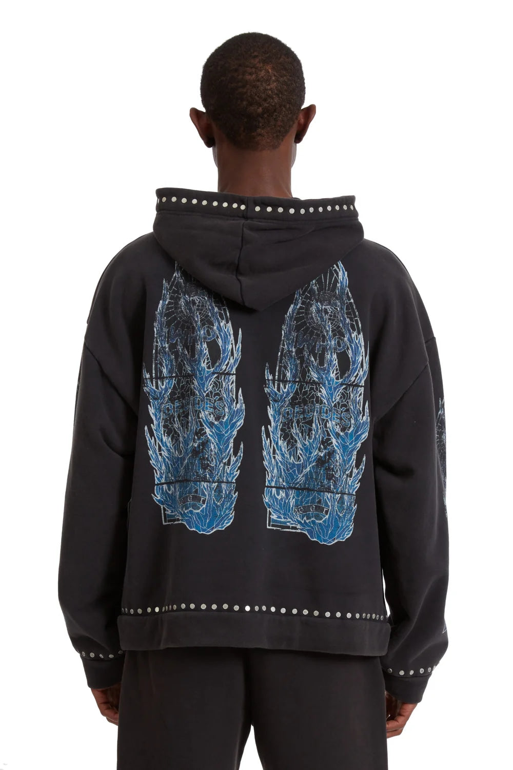 WHO DECIDES WAR FLAME GLASS HOODIE BLACK