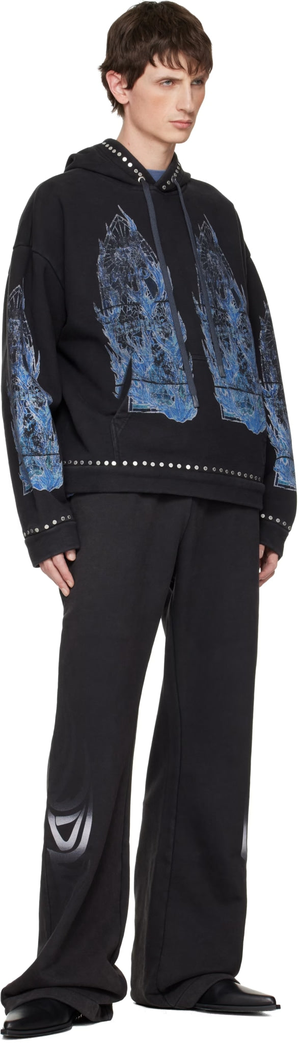 WHO DECIDES WAR FLAME GLASS HOODIE BLACK