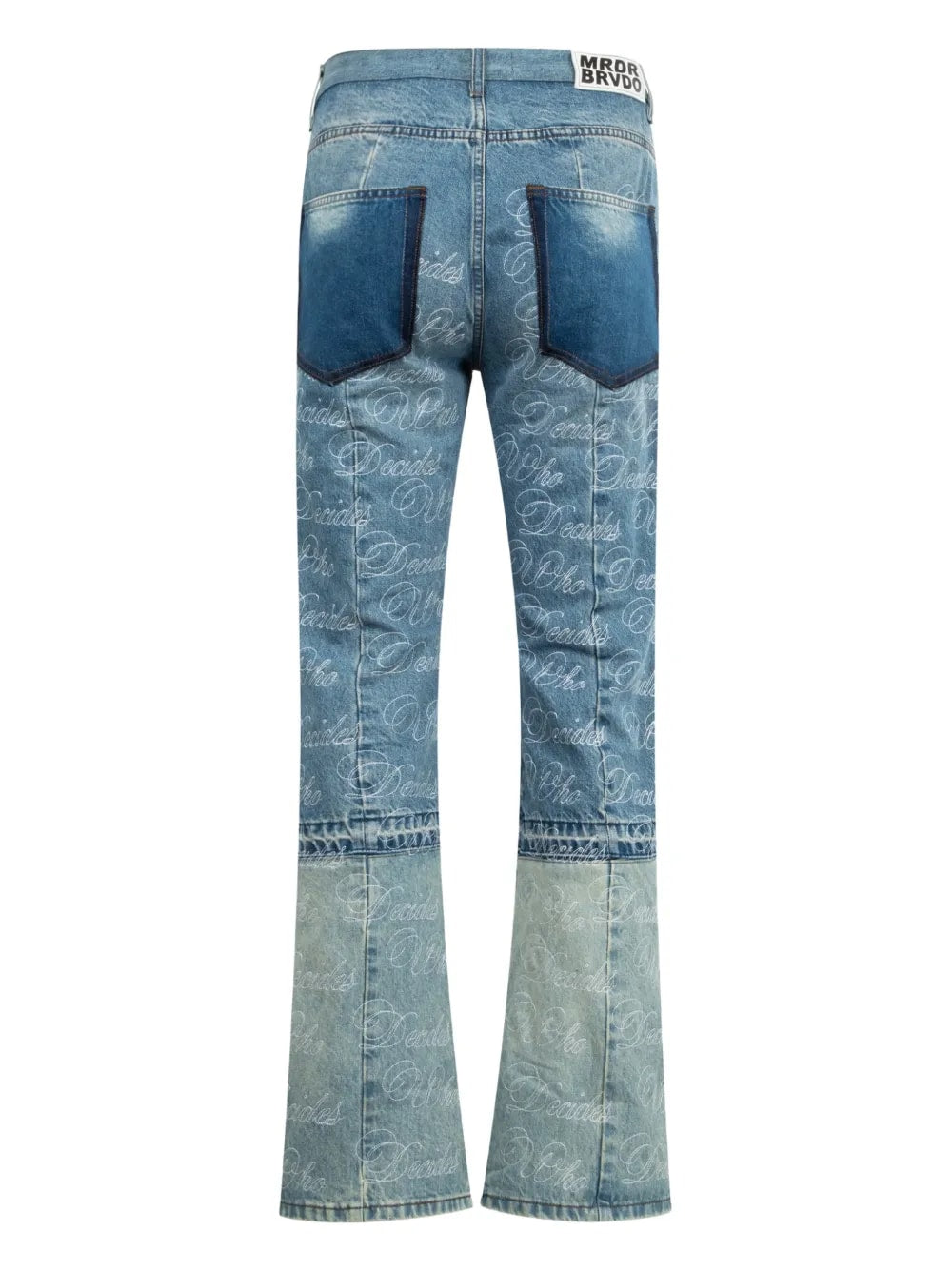 WHO DECIDES WAR LOGO EMBRODERY PANELLED JEANS BLUE