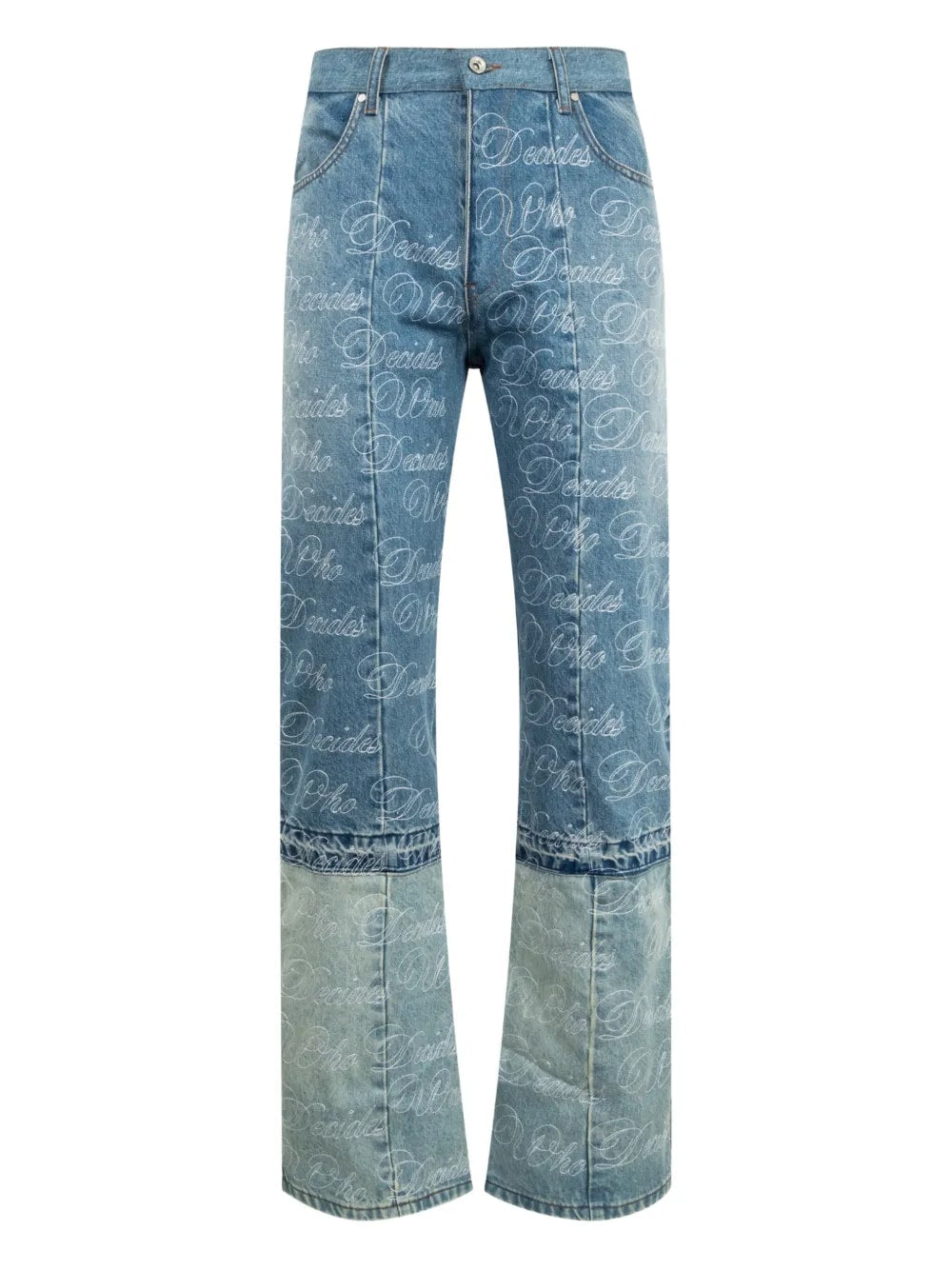 WHO DECIDES WAR LOGO EMBRODERY PANELLED JEANS BLUE