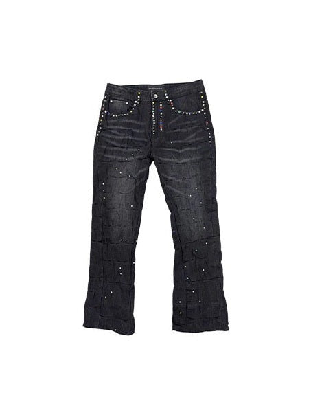 WHO DECIDES WAR SSENSE EXCLUSIVE BLACK STUD CINCHED JEANS