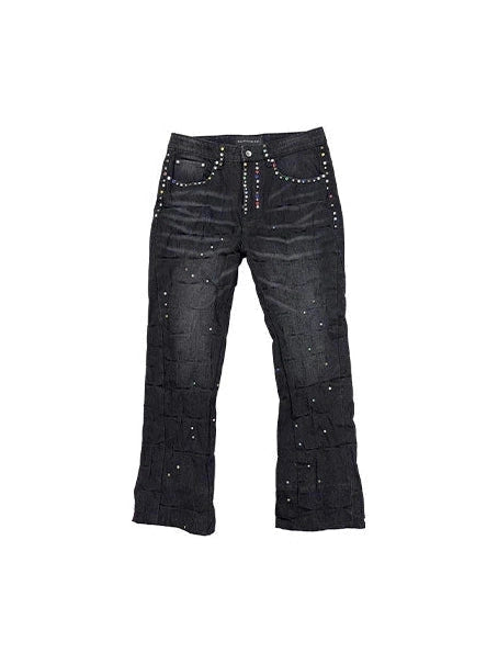 WHO DECIDES WAR SSENSE EXCLUSIVE BLACK STUD CINCHED JEANS WHO DECIDES WAR The Hype Company