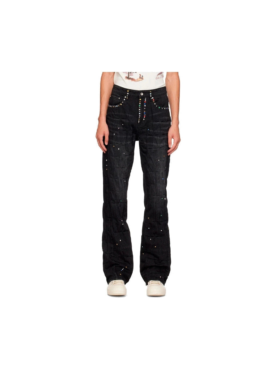 WHO DECIDES WAR SSENSE EXCLUSIVE BLACK STUD CINCHED JEANS WHO DECIDES WAR The Hype Company