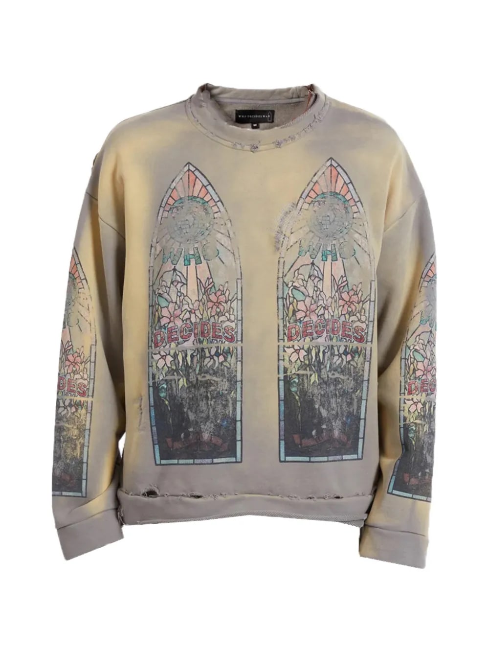 WHO DECIDES WAR TAUPE FADED SWEATSHIRT