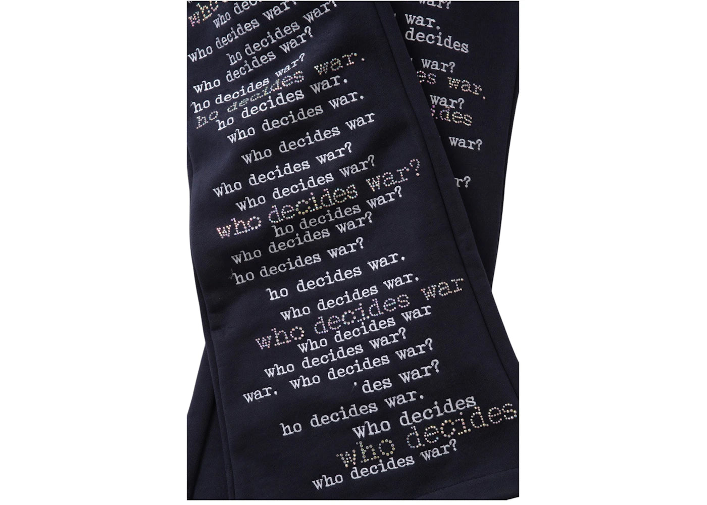 WHO DECIDES WAR WDW SCRIPTURE SWEATPANTS NAVY RHINESTONES