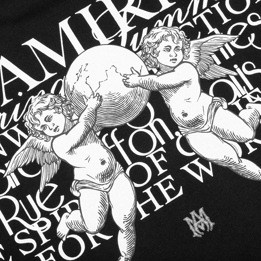AMIRI CHERUB TEXT BLACK T-SHIRT