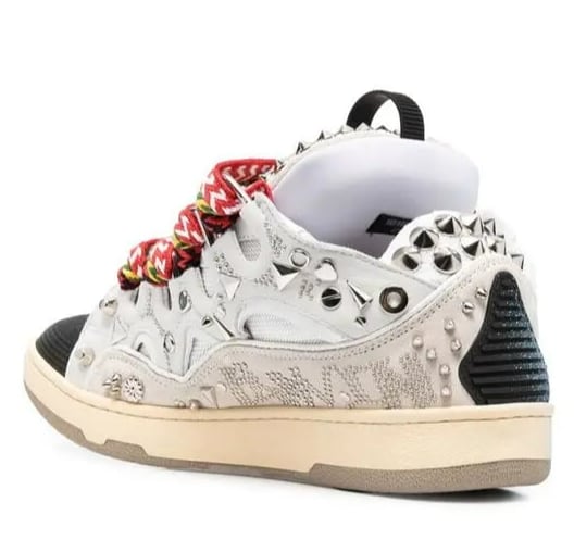 LANVIN CURB MULTICOLOR LACE SNEAKERS GREY GRAFFITI
