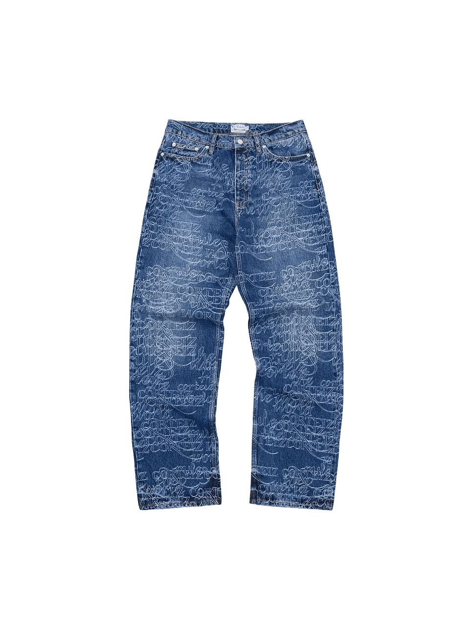 CORTEIZ HANDWRITTEN BAGGY JEANS MIDWASH INDIGO