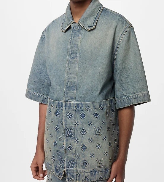 LOUIS VUITTON EMBOSSED MONOGRAM DENIM SHIRT
