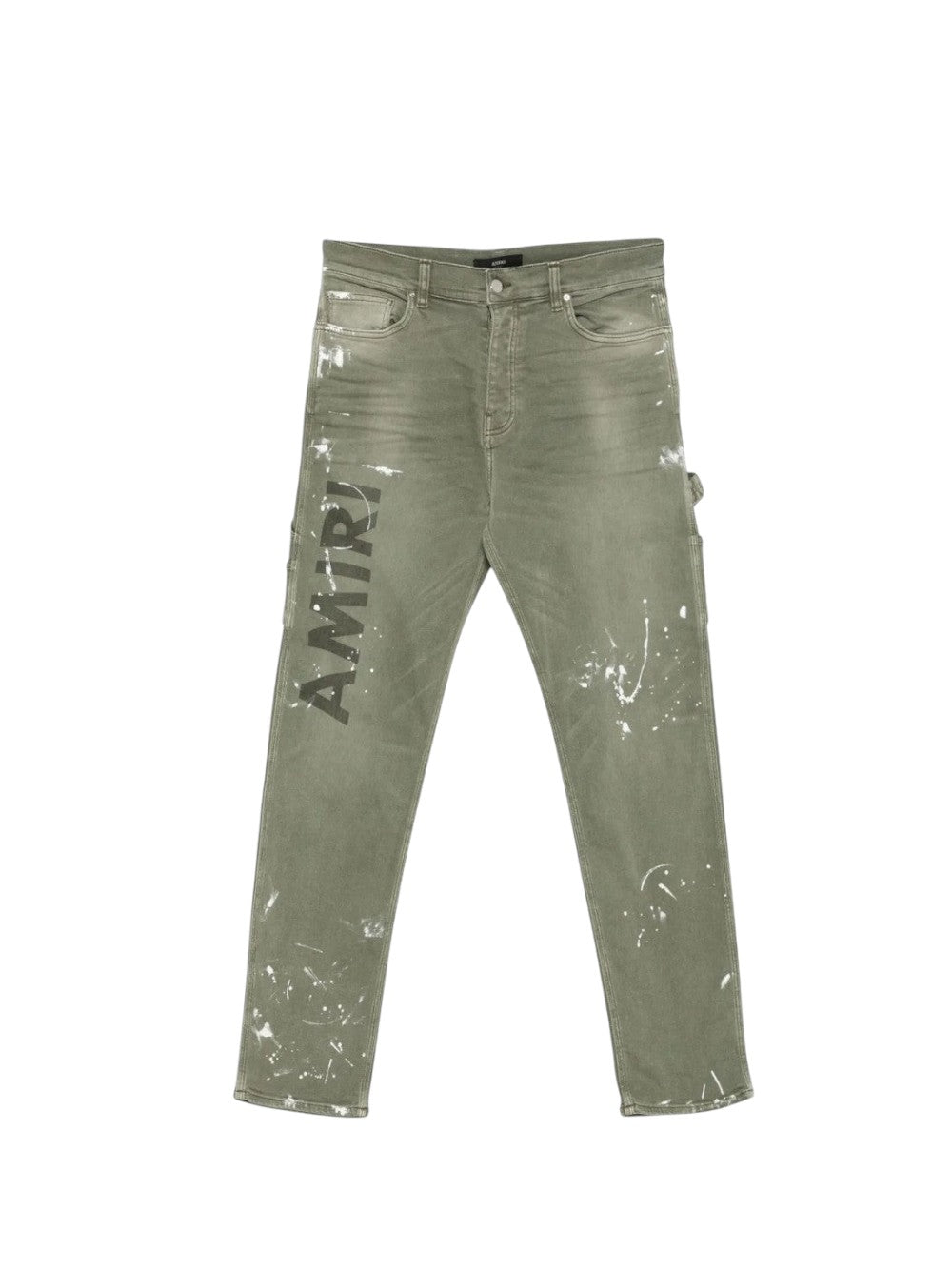 AMIRI KHAKI LOGO PAINTED SLIM WORKMAN JEANS