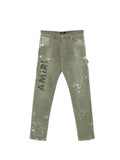 AMIRI KHAKI LOGO PAINTED SLIM WORKMAN JEANS