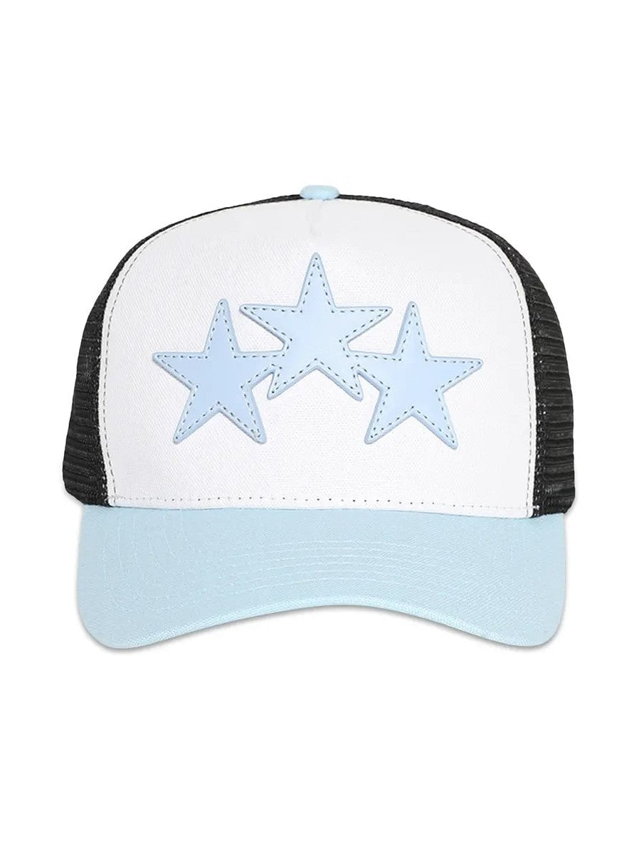 AMIRI 3 STARS LIGHT BLUE TRUCKER HAT