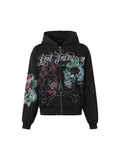 LOST INTRICACY INK & BONES ZIP UP HOODIE BLACK
