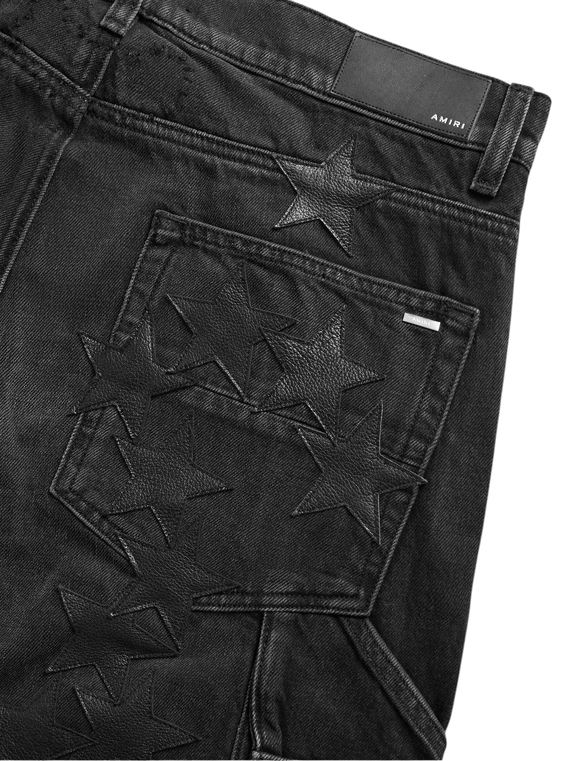 AMIRI CHEMIST CARPENTER STRAIGHT-LEG LEATHER-APPLIQUÉD JEANS