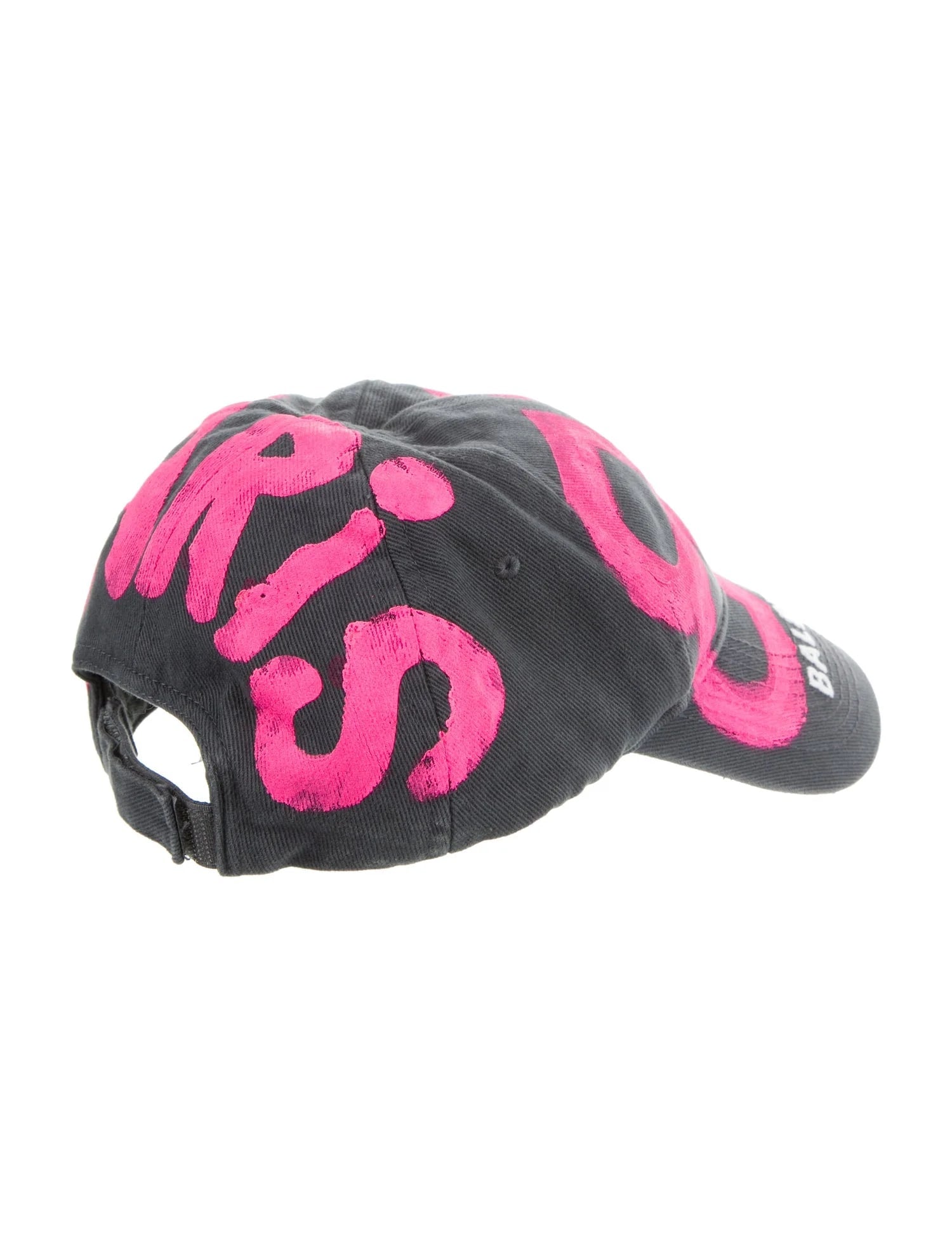 BALENCIAGA BB SPRAYED PRINTED BASEBALL CAP PINK WASHED BLACK