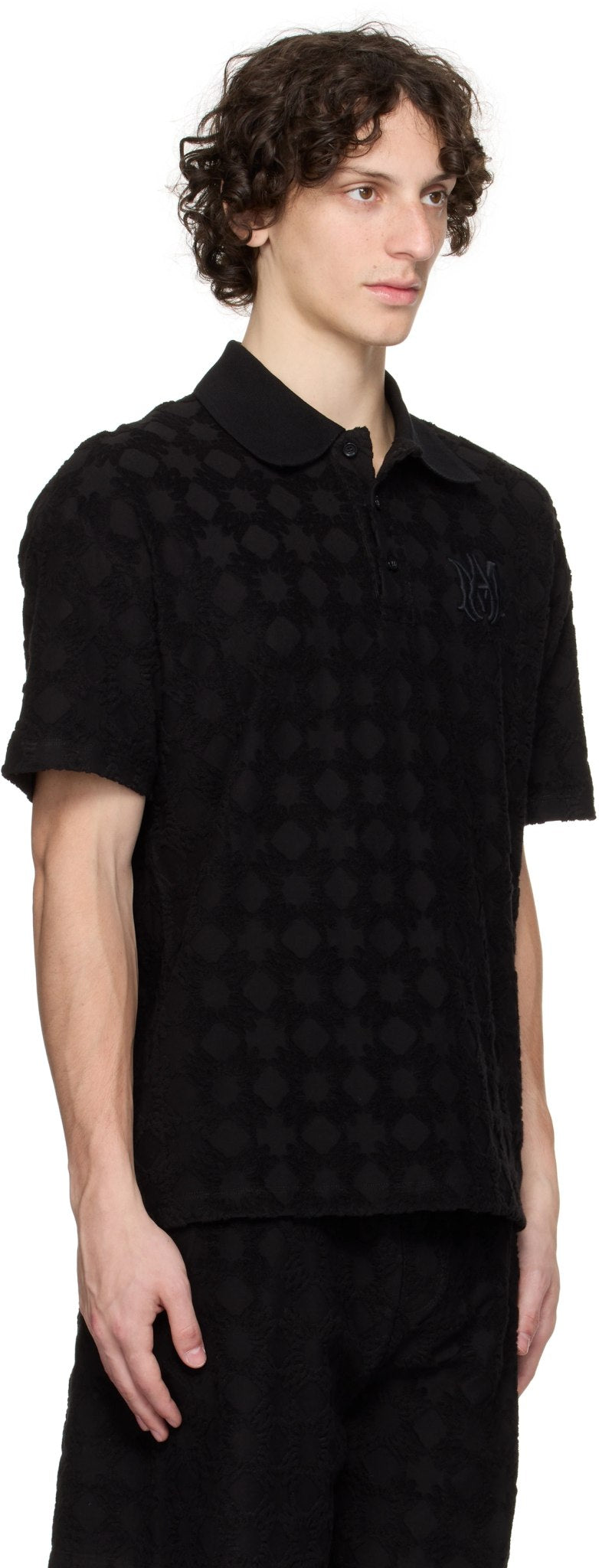 AMIRI MA QUAD TOWELING POLO BLACK