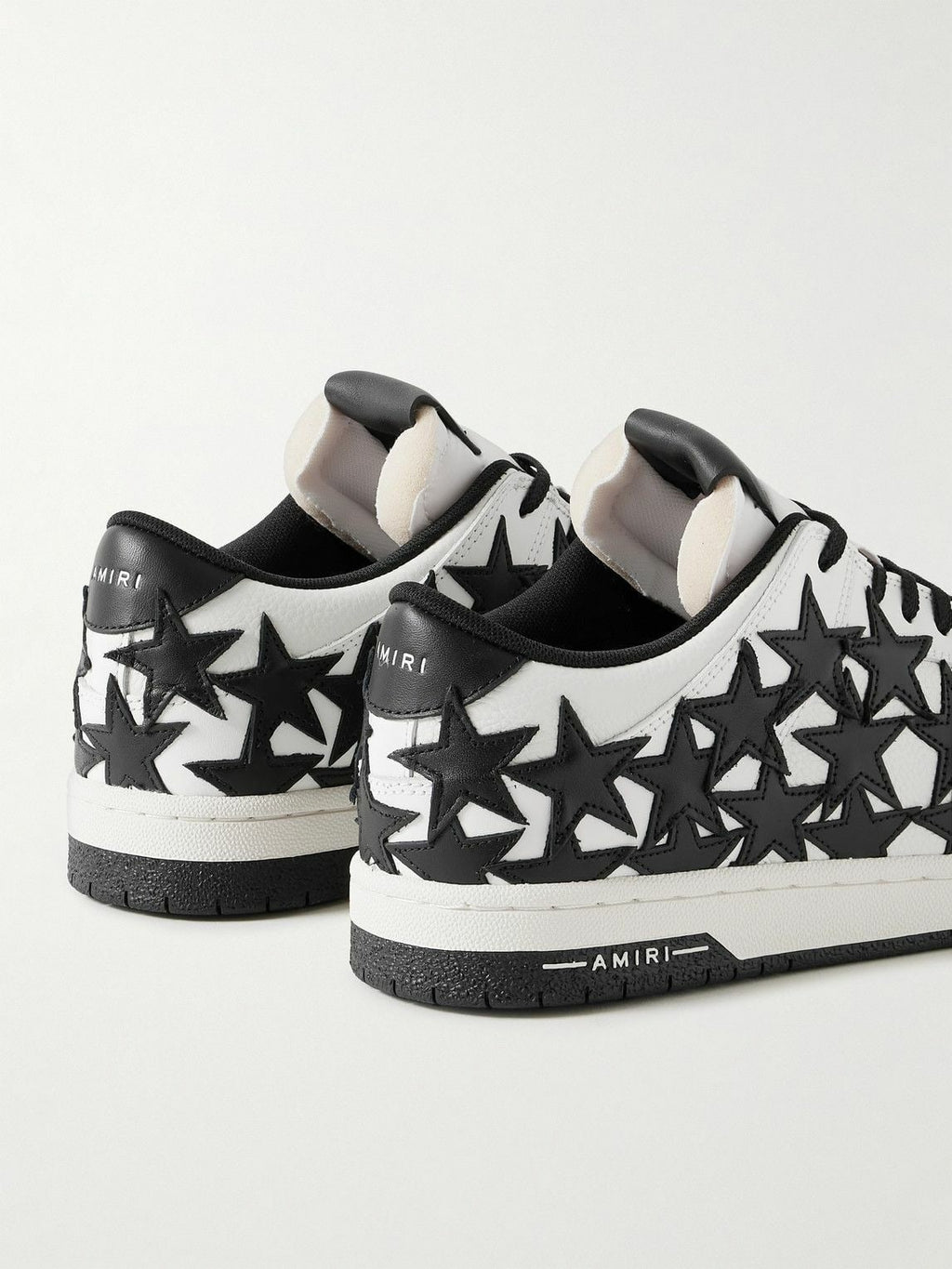 AMIRI STARS LOW APPLIQUÉD LEATHER WHITE BLACK