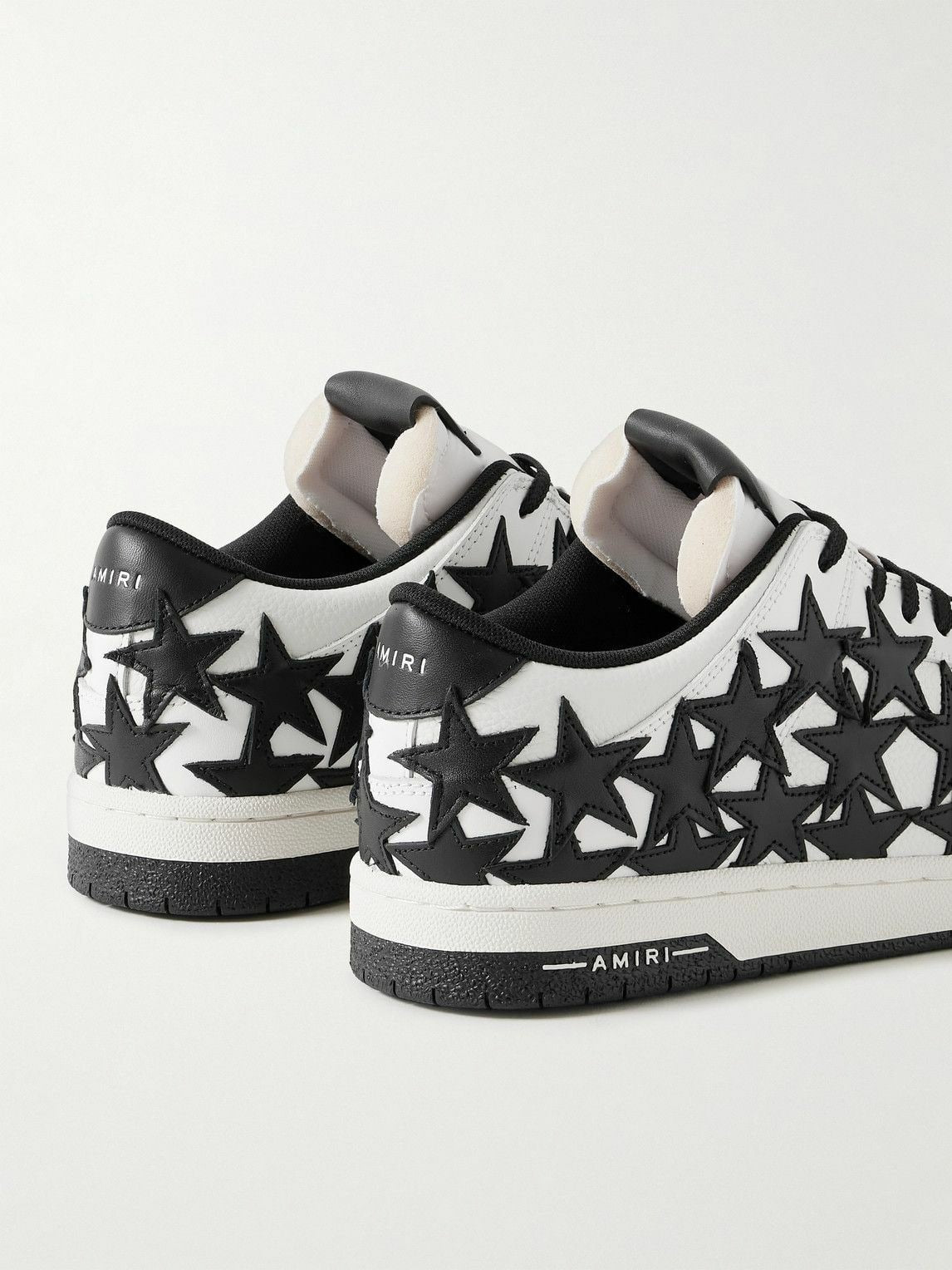 AMIRI STARS LOW APPLIQUÉD LEATHER WHITE BLACK