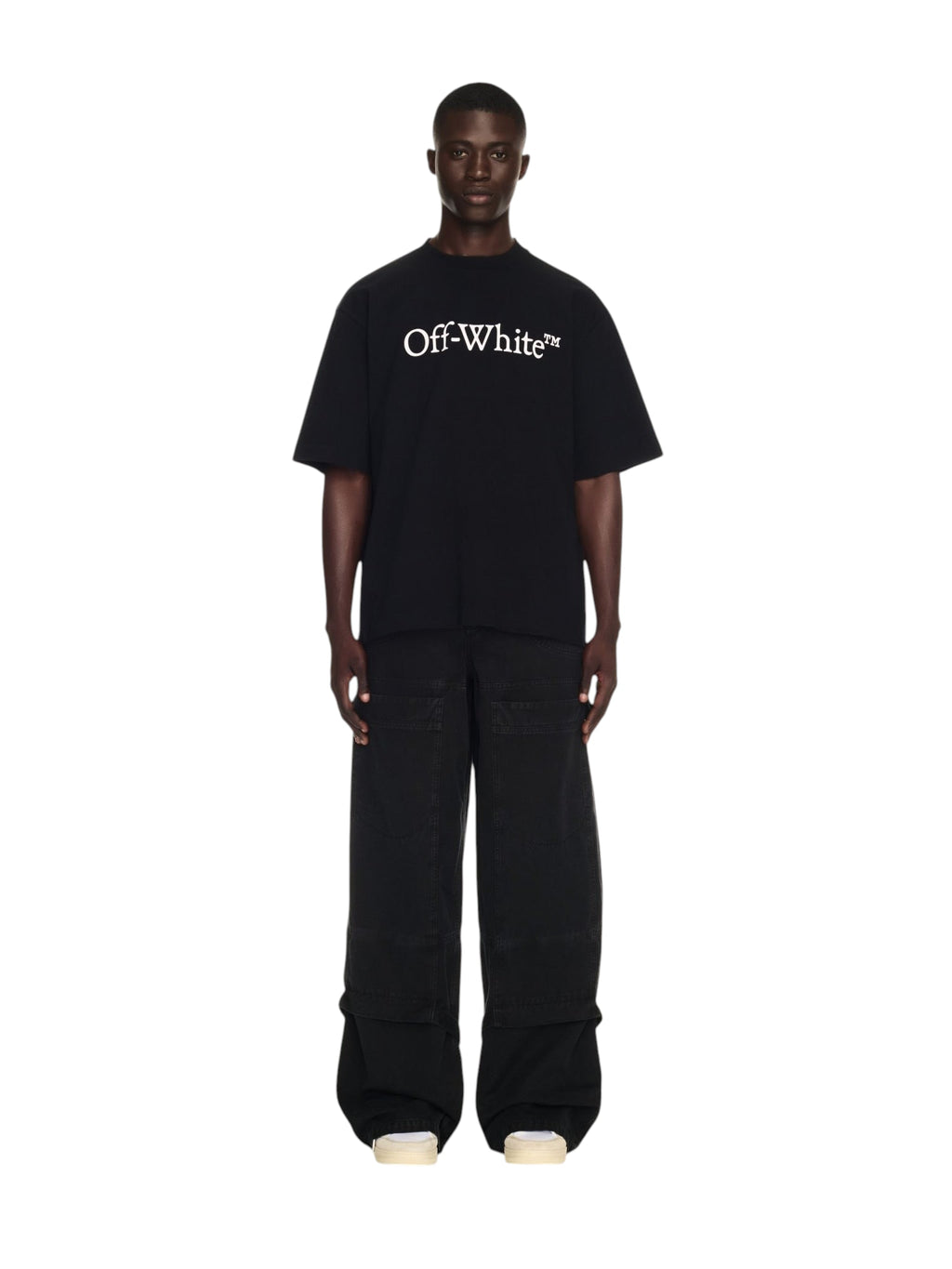 OFF WHITE BIG BOOKISH LOGO PRINT BLACK T-SHIRT
