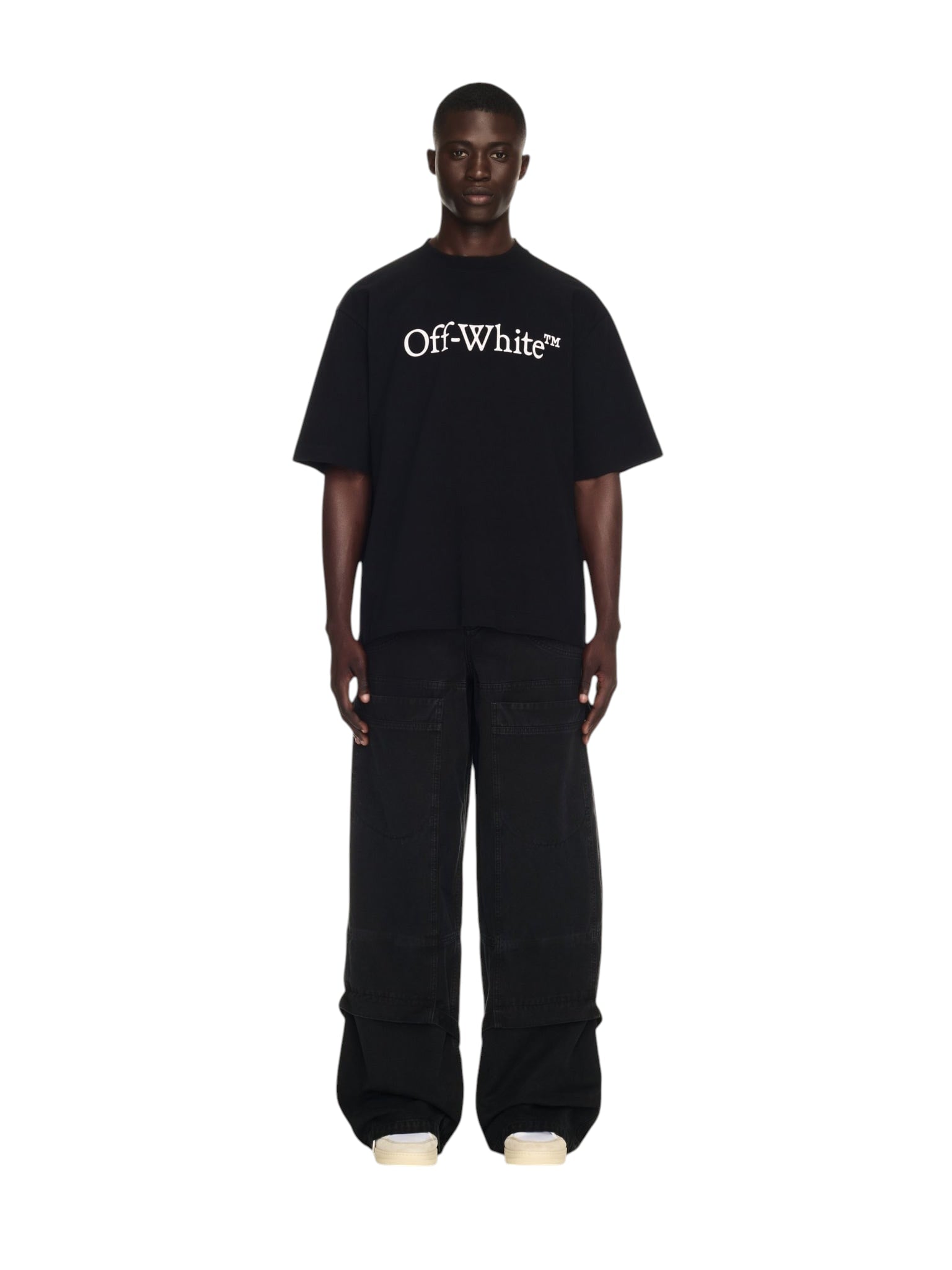 OFF WHITE BIG BOOKISH LOGO PRINT BLACK T-SHIRT