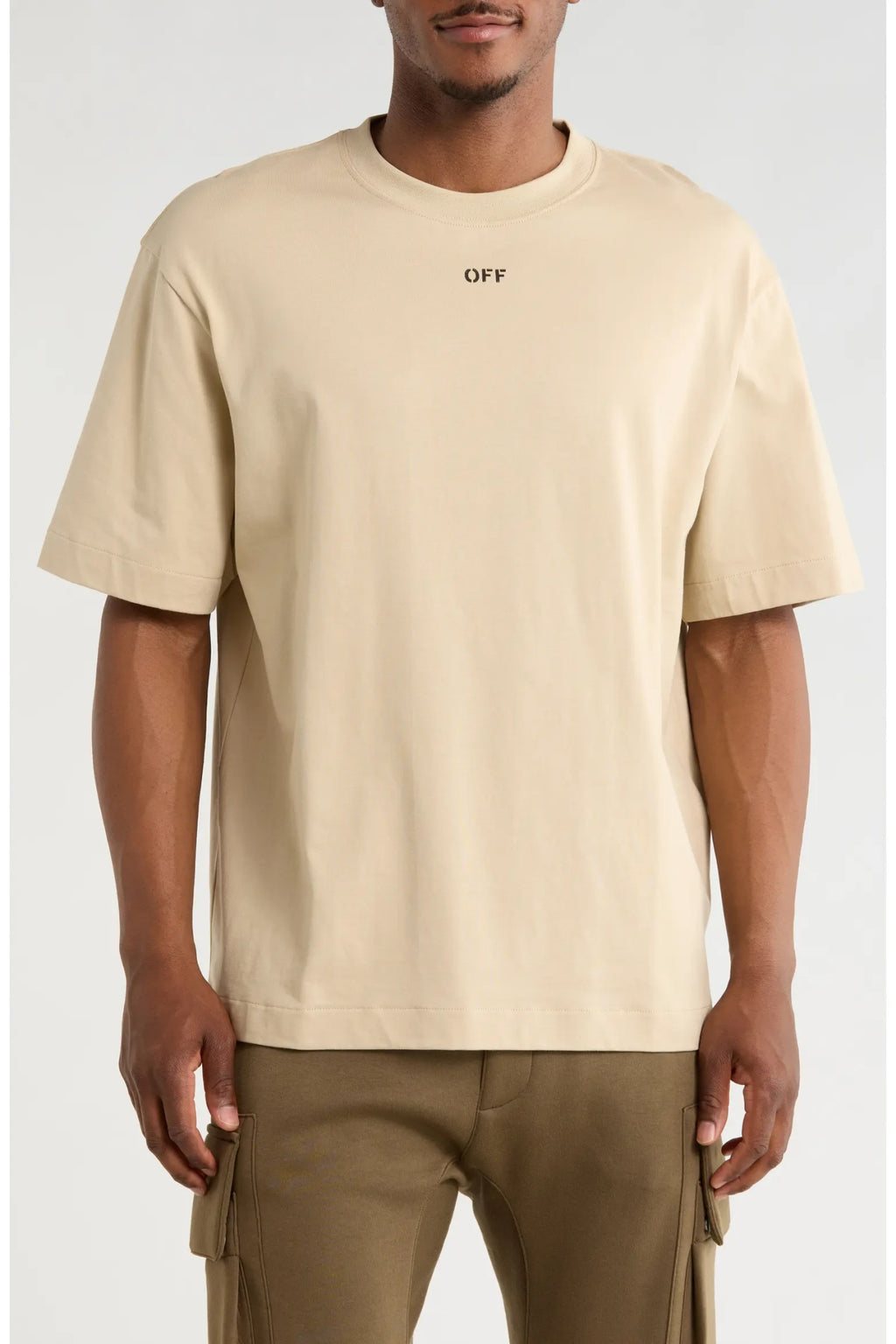 OFF WHITE OFF STAMP GRAPHIC T-SHIRT BEIGE