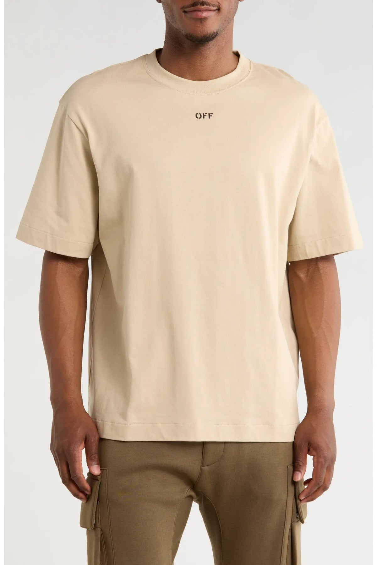 OFF WHITE OFF STAMP GRAPHIC T-SHIRT BEIGE