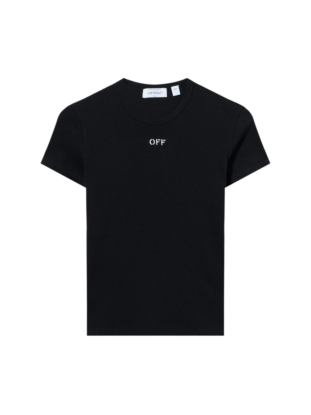 OFF WHITE RIBBED BASIC T-SHIRT BLACK