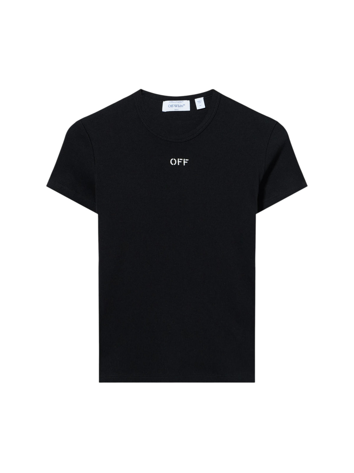 OFF WHITE RIBBED BASIC T-SHIRT BLACK