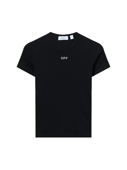 OFF WHITE RIBBED BASIC T-SHIRT BLACK