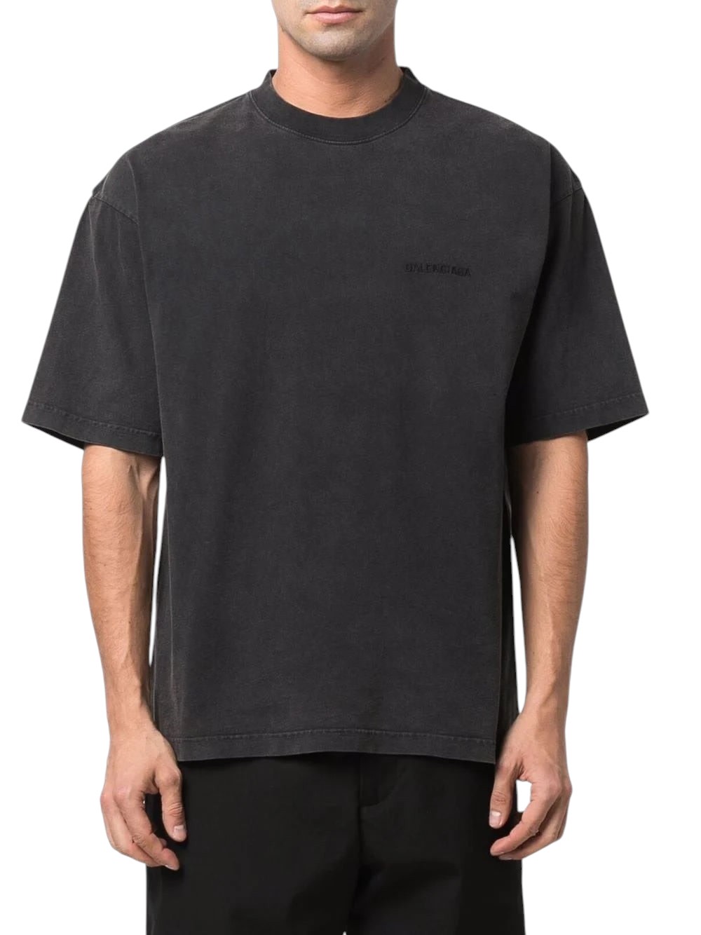 BALENCIAGA BOLD EMBROIDERED BLACK T-SHIRT