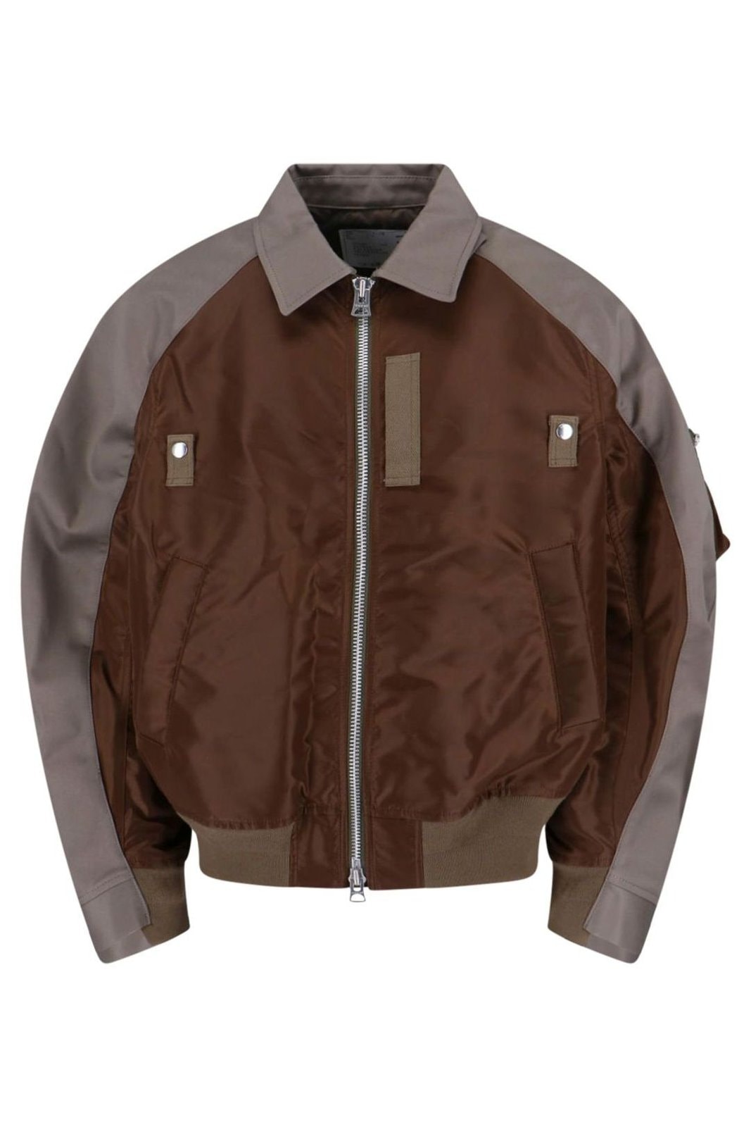 SACAI TWILL COLLARED ZIP-UP BLOUSON BROWN